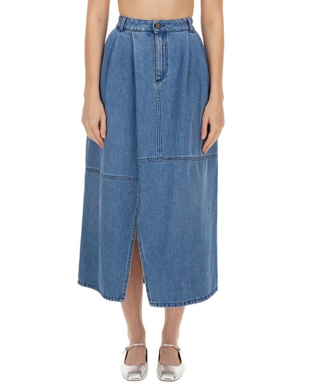 Alysi Blue Midi Skirt