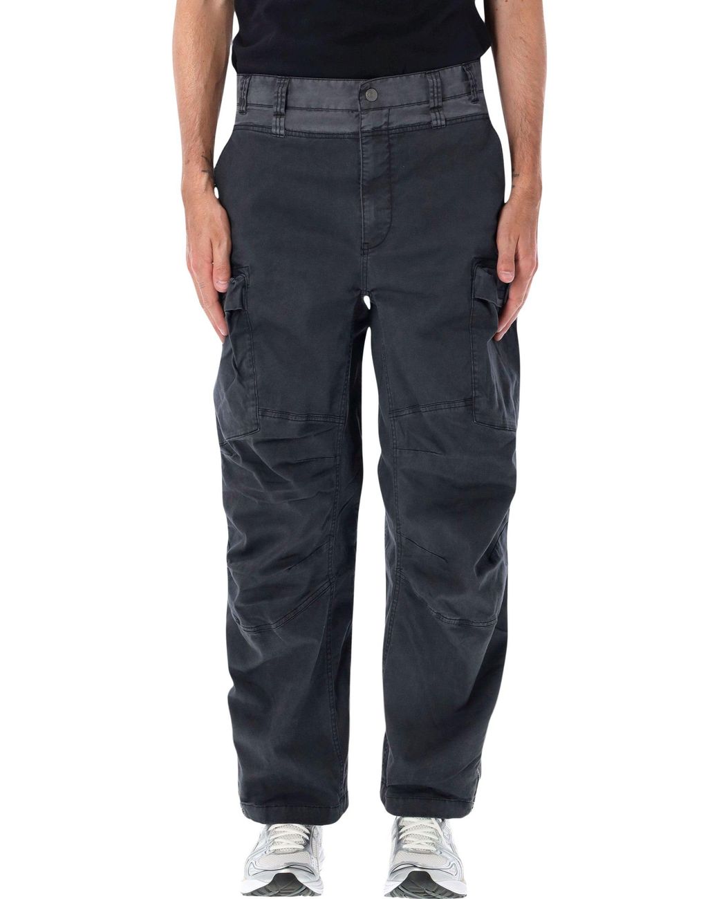 DIESEL Black Cargo Pants With Relaxed Fit for men
