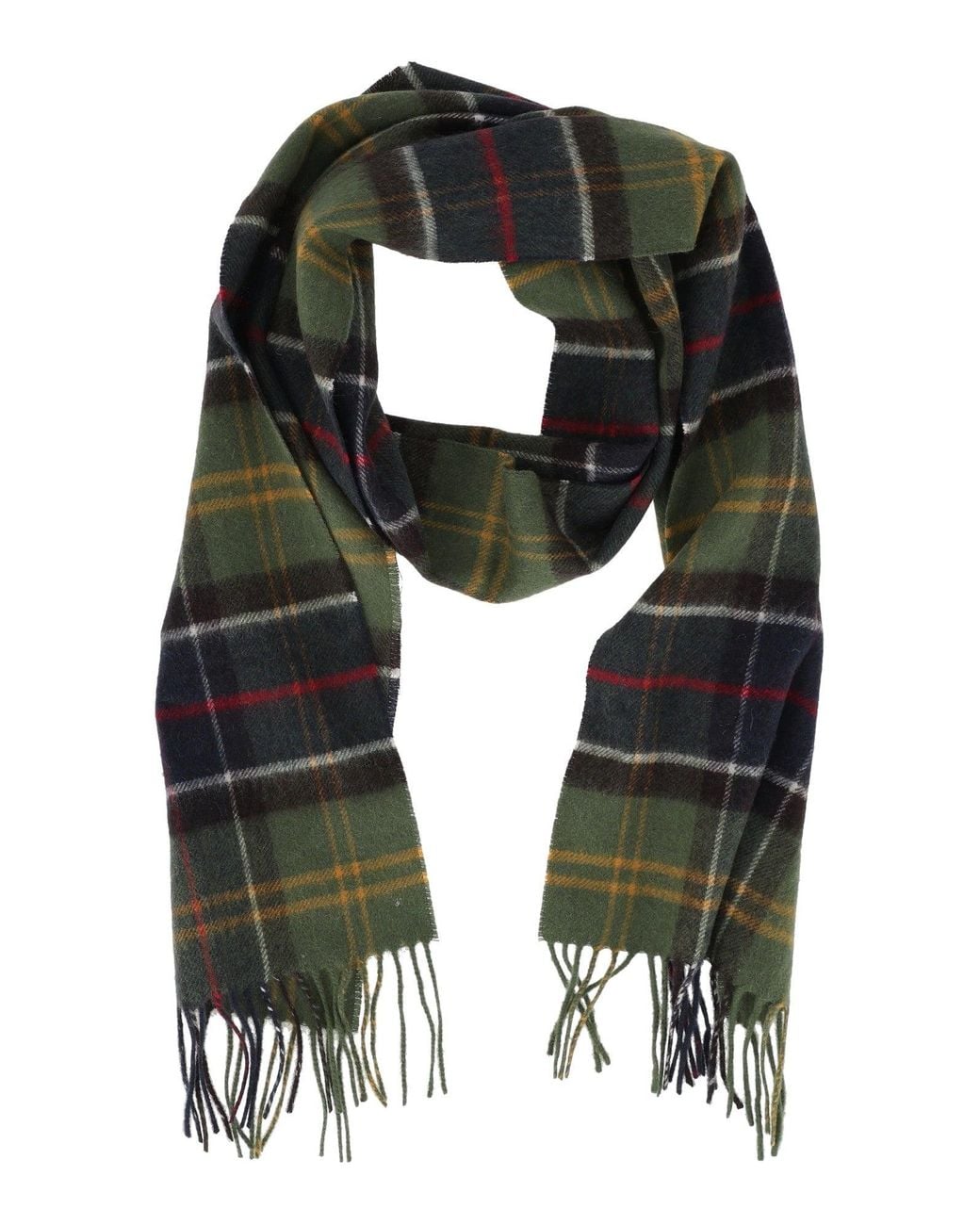 Barbour Black Wool Cashmere Tartan Scarf