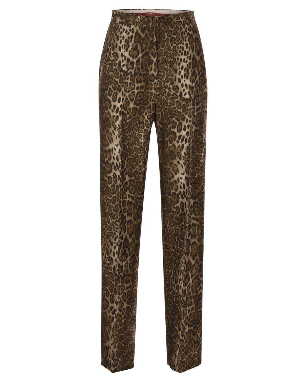 Max Mara Brown Maxmara Studio Mstromana – Silk Trousers With Animal Print