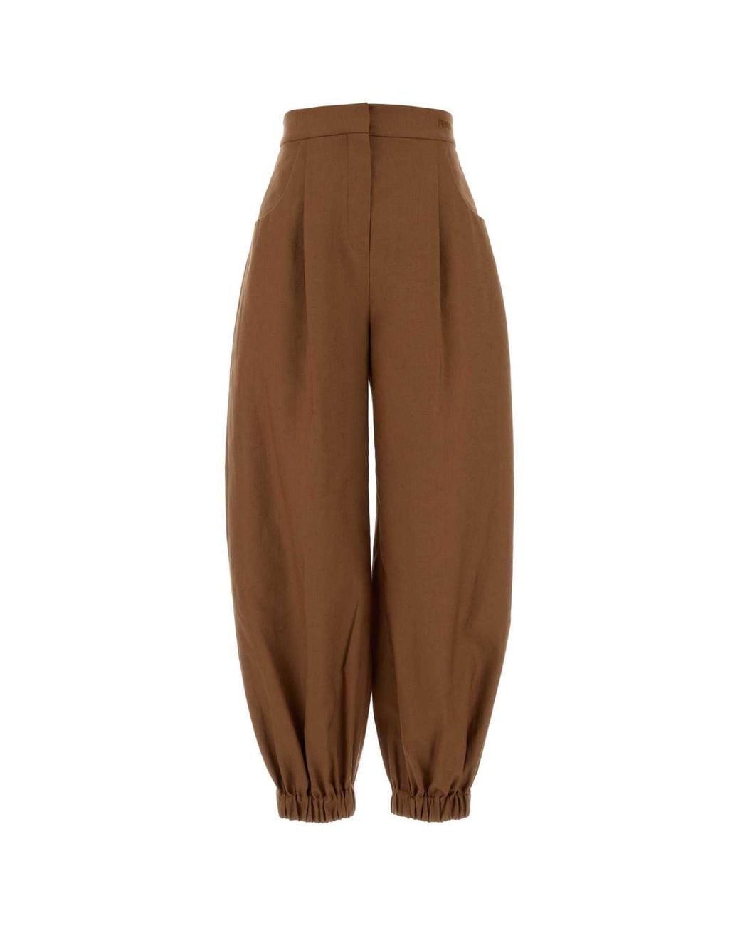 Fendi Brown Loose Pleated Pants