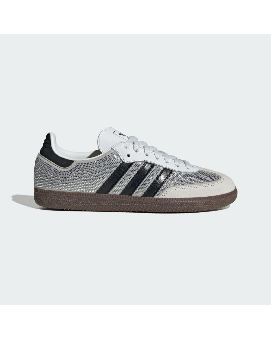 Adidas Originals Gray Rhinestone Lace-Up Sneaker With Regular Fit And 3-Stripe Serrated Heel