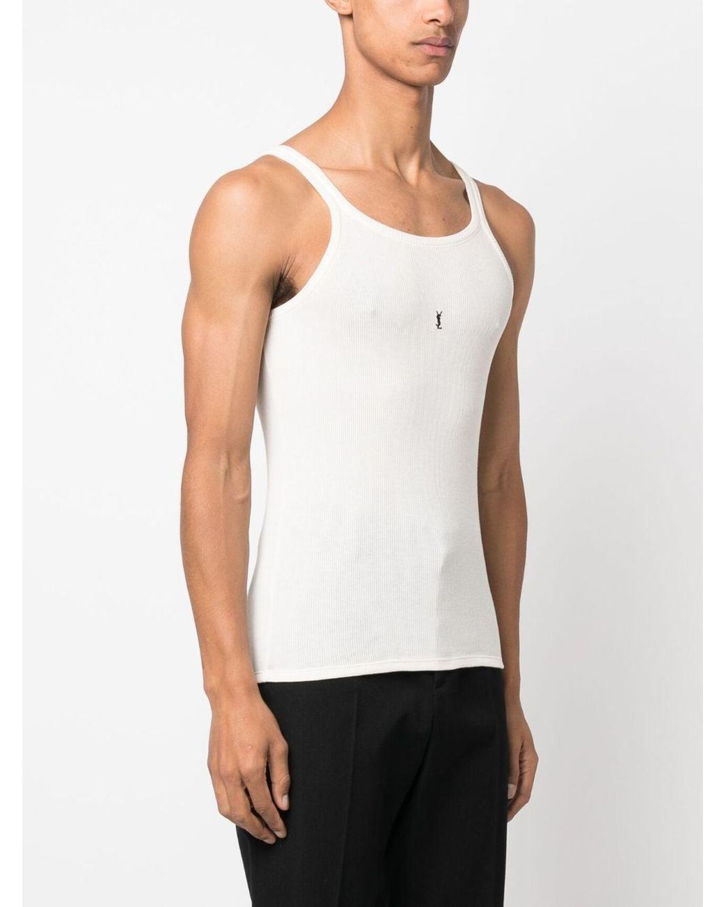 Tシャツ・カットソー SAINT LAURENT WOOL AND COTTON BLEND TANK TOP Saint Laurent Wool And Cotton Blend Tank Top in White | Lyst