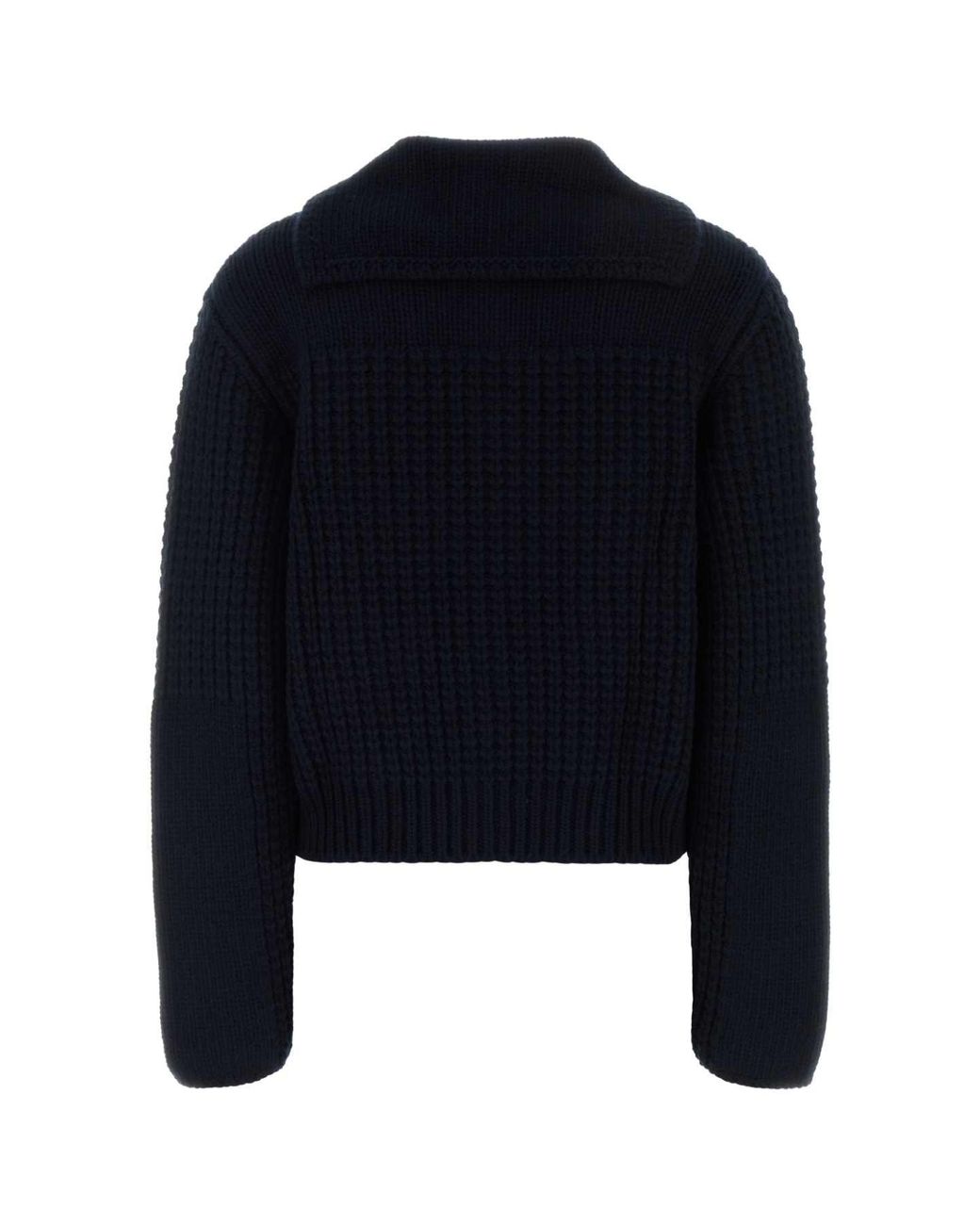 Ferragamo Blue Wool-Cashmere Blend Cardigan For