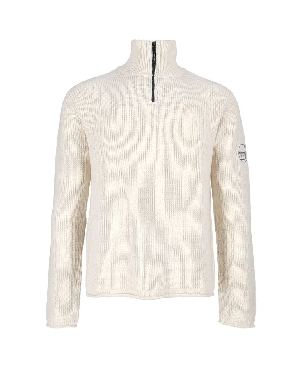 Murphy & Nye White Whisper Fender High-Neck Half-Zip Sweater