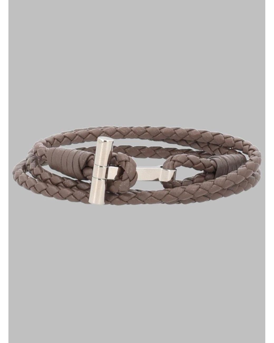 Tom Ford Gray Bracelet Logo Leather Calf Bracelets