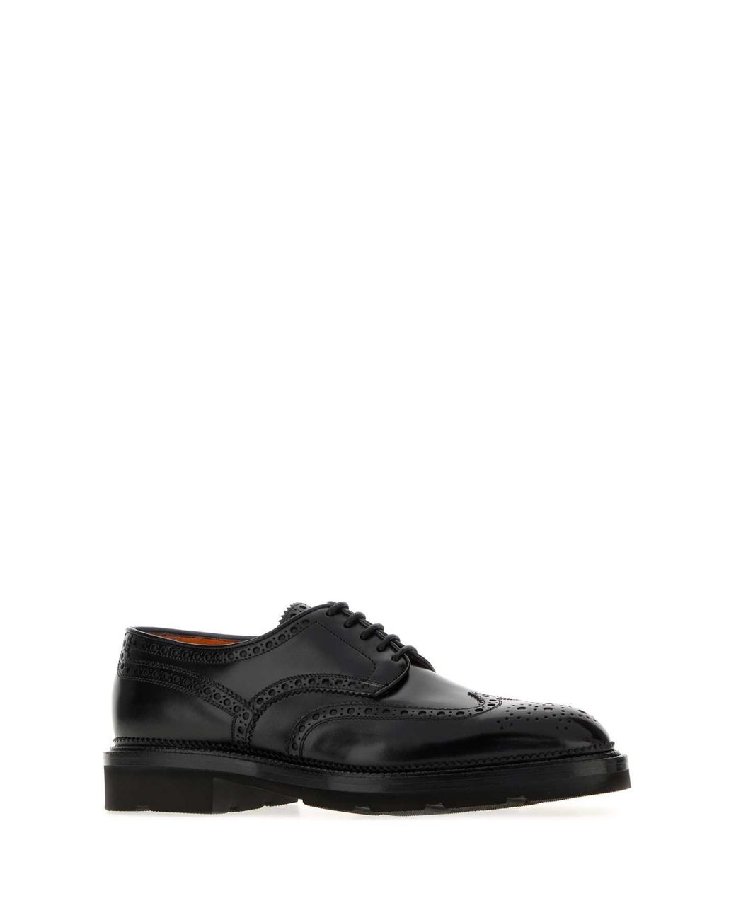 Santoni Black Leather Emil Lace Up Shoes