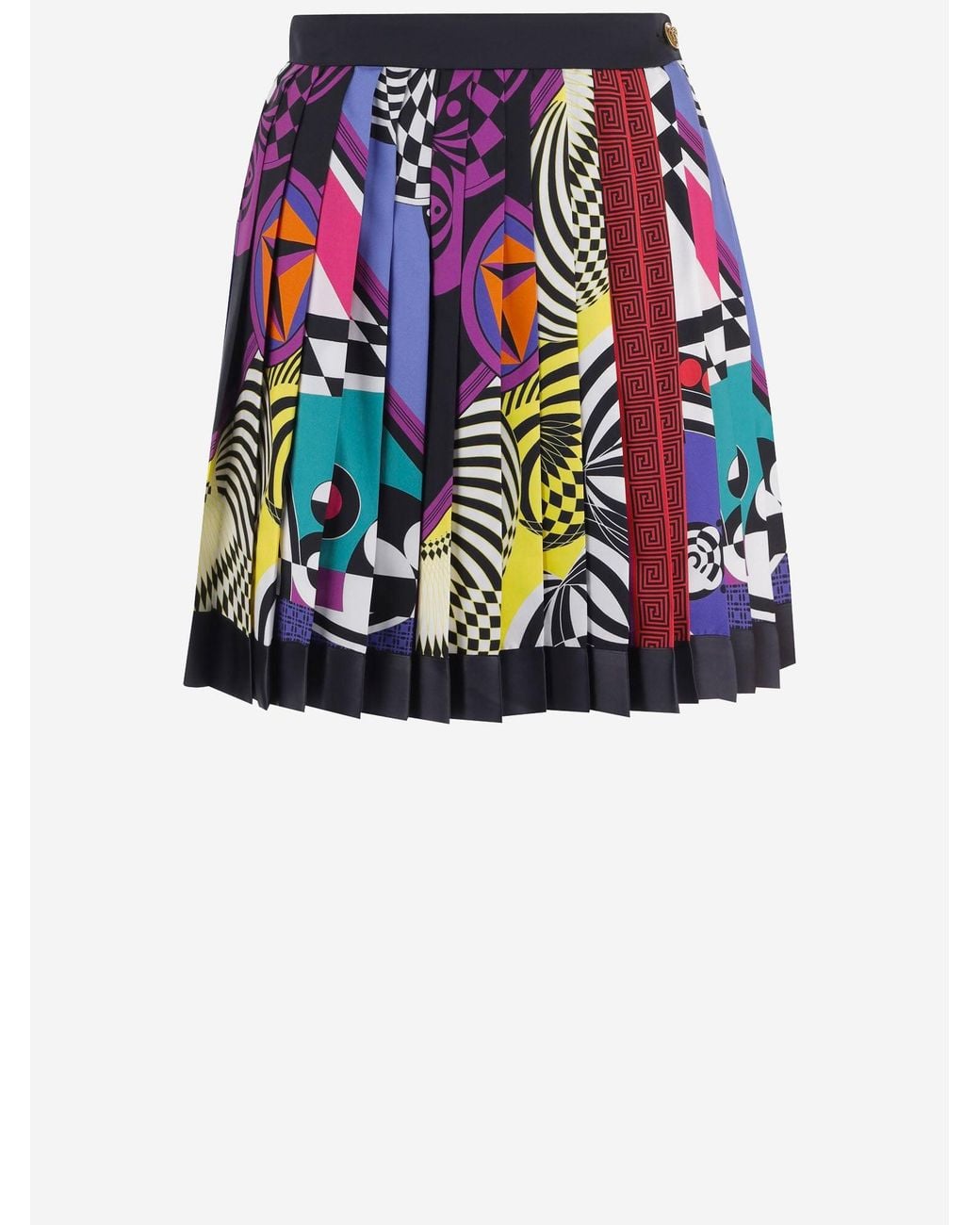 Versace White Mini Skirt Pleated Silk Twill