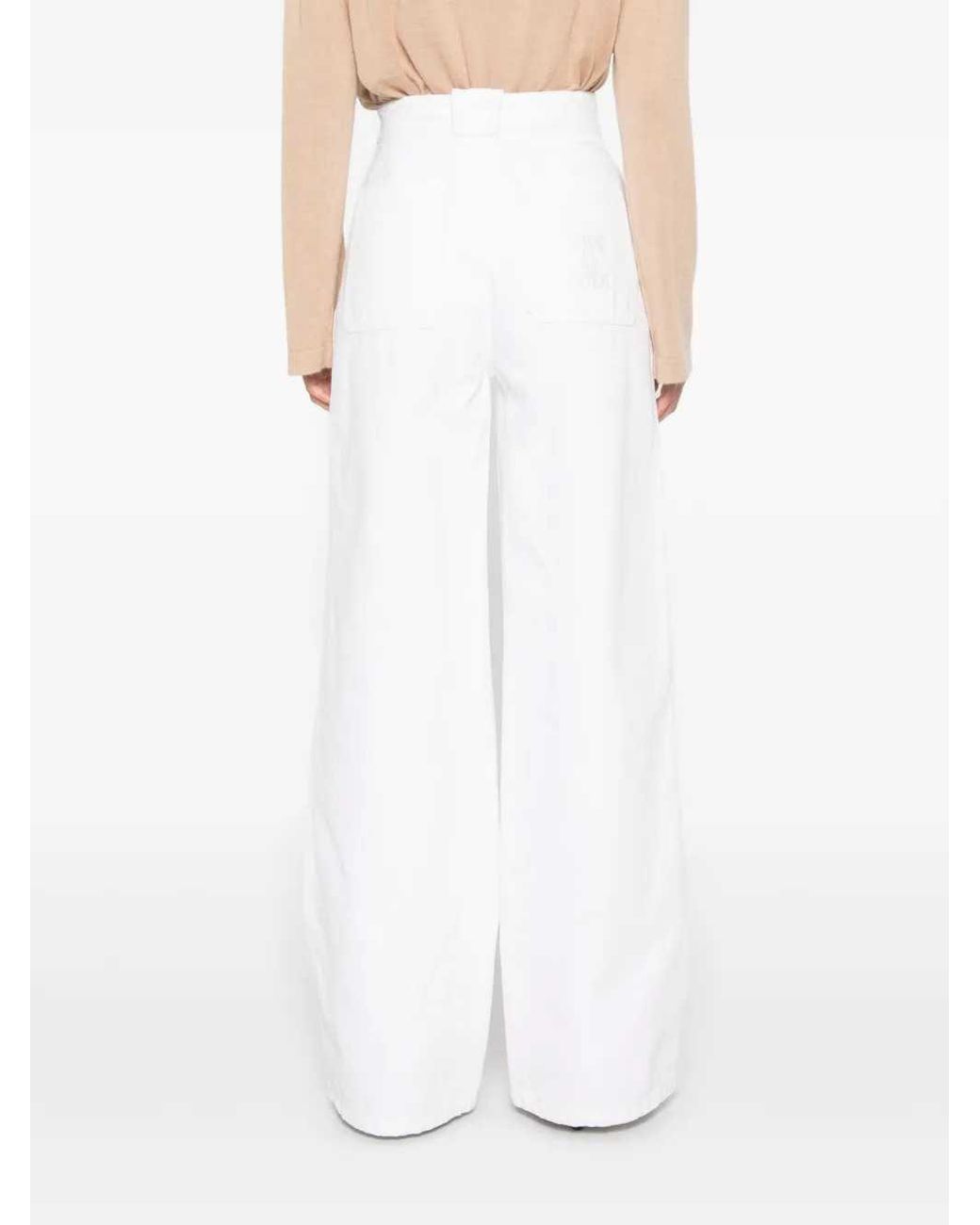 Max Mara White Wide-Leg Trousers