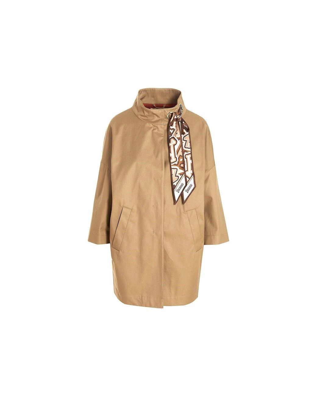 Trench Con Dettaglio Sciarpa di Herno in Natural