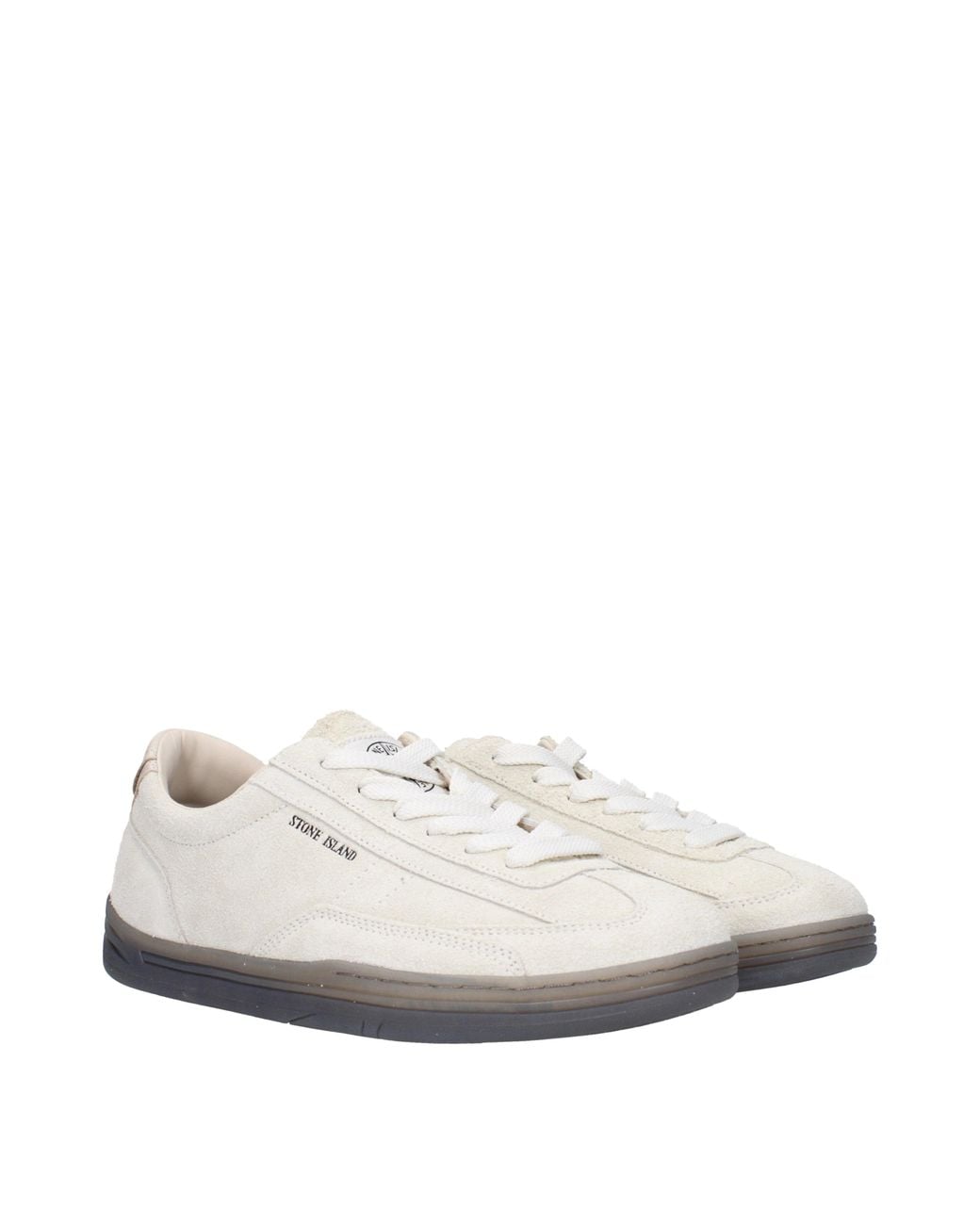 Stone Island White Sneakers Rock Uomo Camoscio/Ecru for men