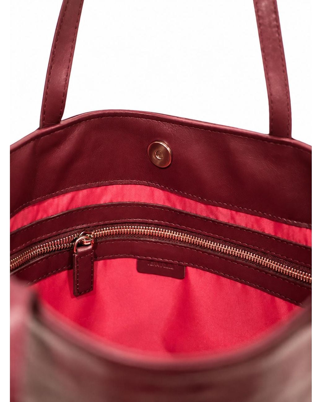 LA ROSE Red Leather Tote Bag Cherise