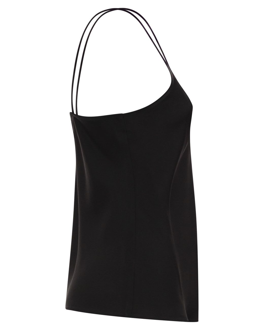Max Mara Black Msecomma – Fluid Satin Camisole Top With Slim Straps