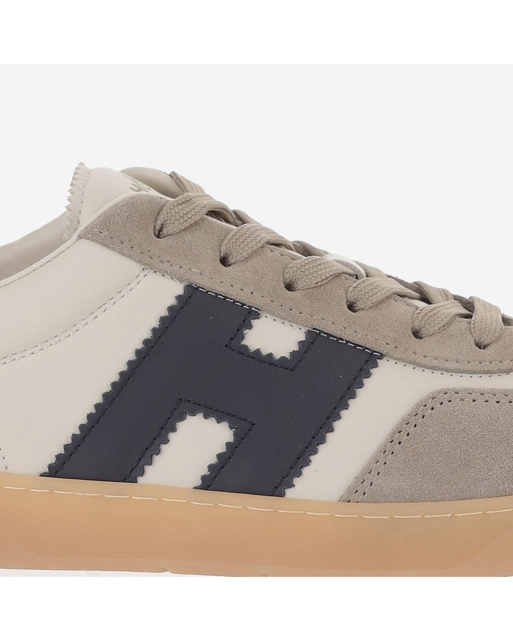 Hogan Gray Low-Top Leather Sneakers With Suede Inserts And Memory Foam Insole for men