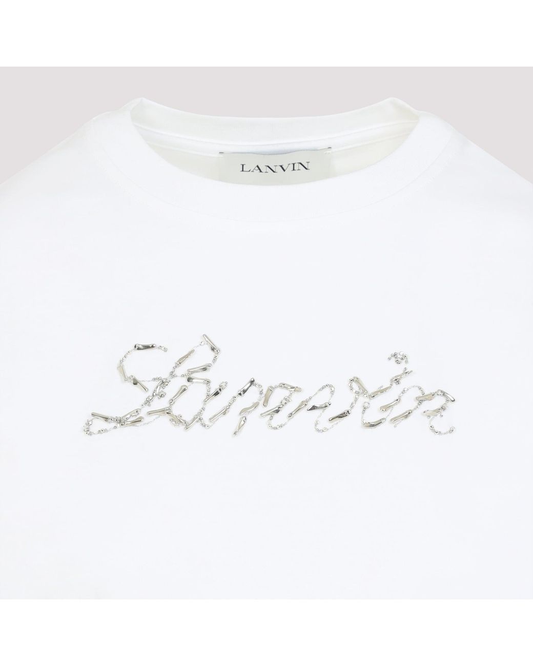Lanvin White Embroidered Script Logo Cotton T-Shirt