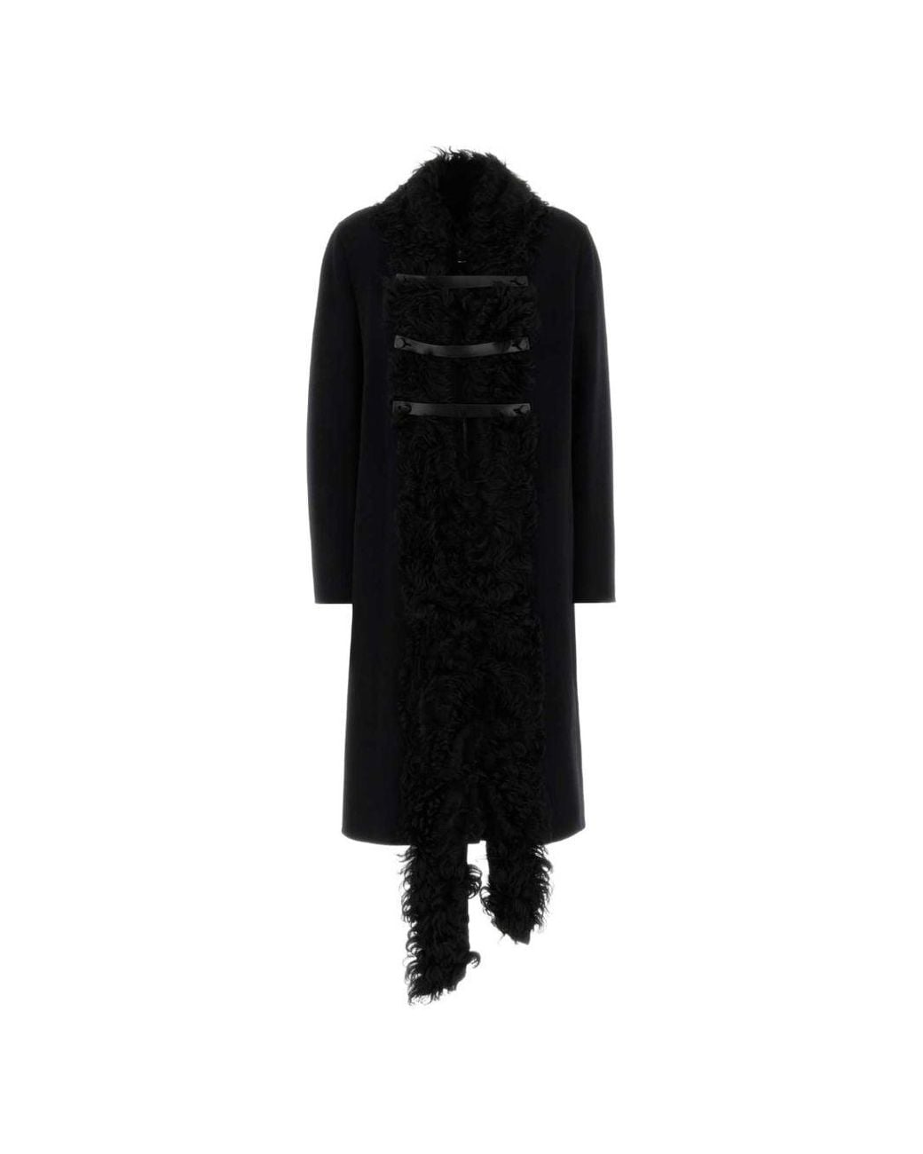Fendi Black Wool Shearling Coat