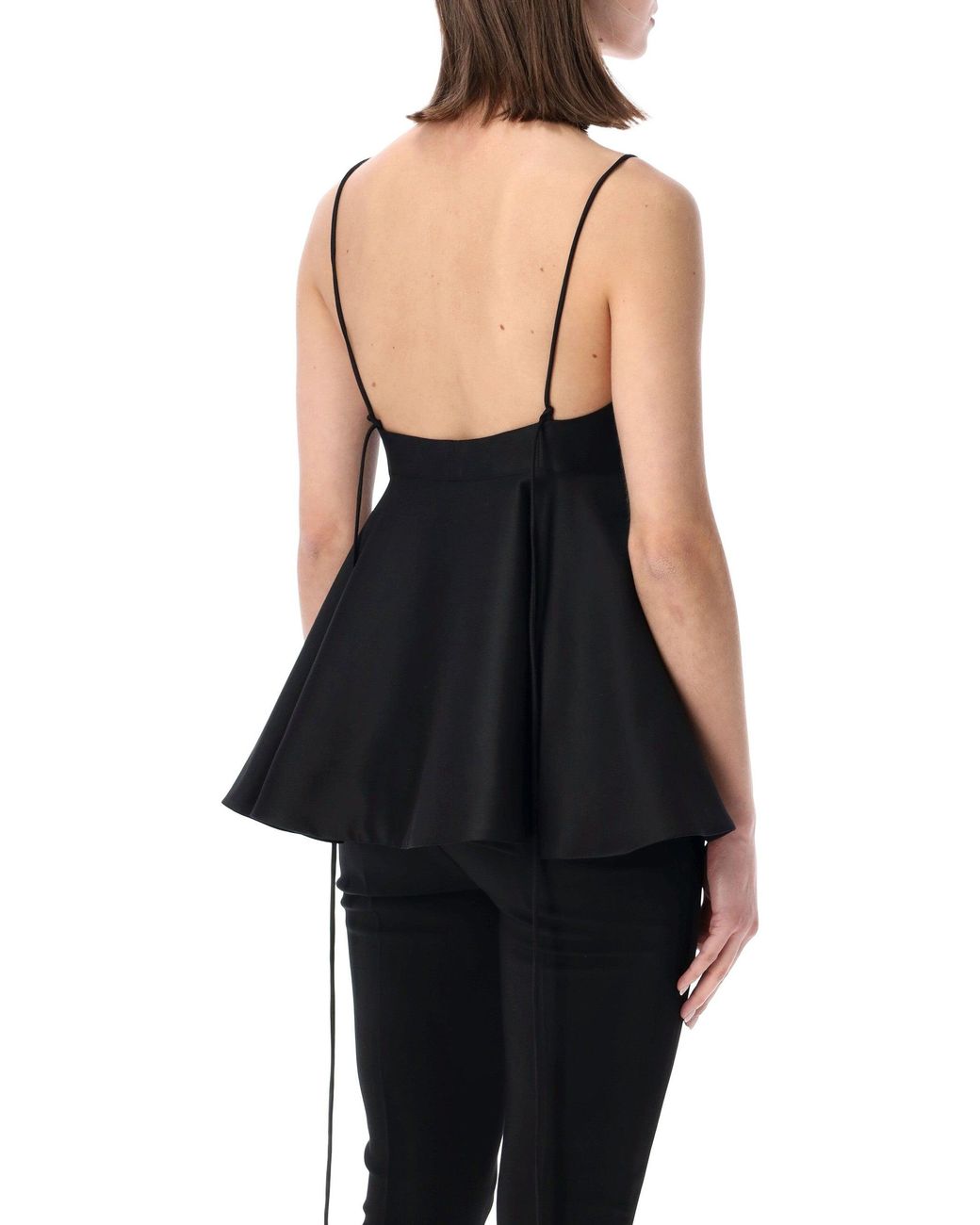 Rohe Black Bustier Camisole Top With Peplum Hem