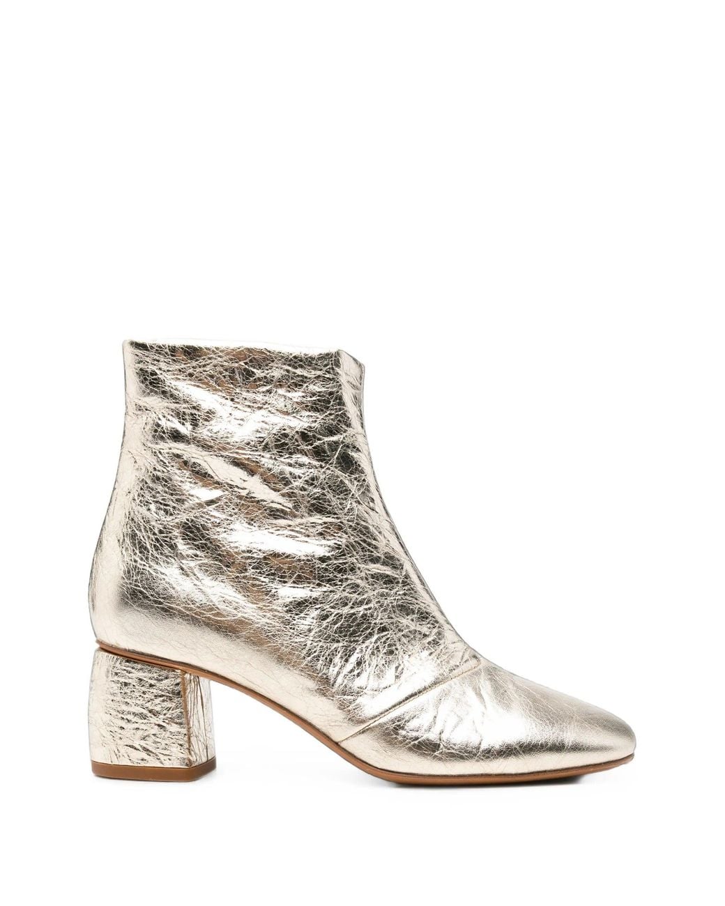 Forte_forte White "My Alma" Stivaletto Chic Pelle Laminata Craquele'