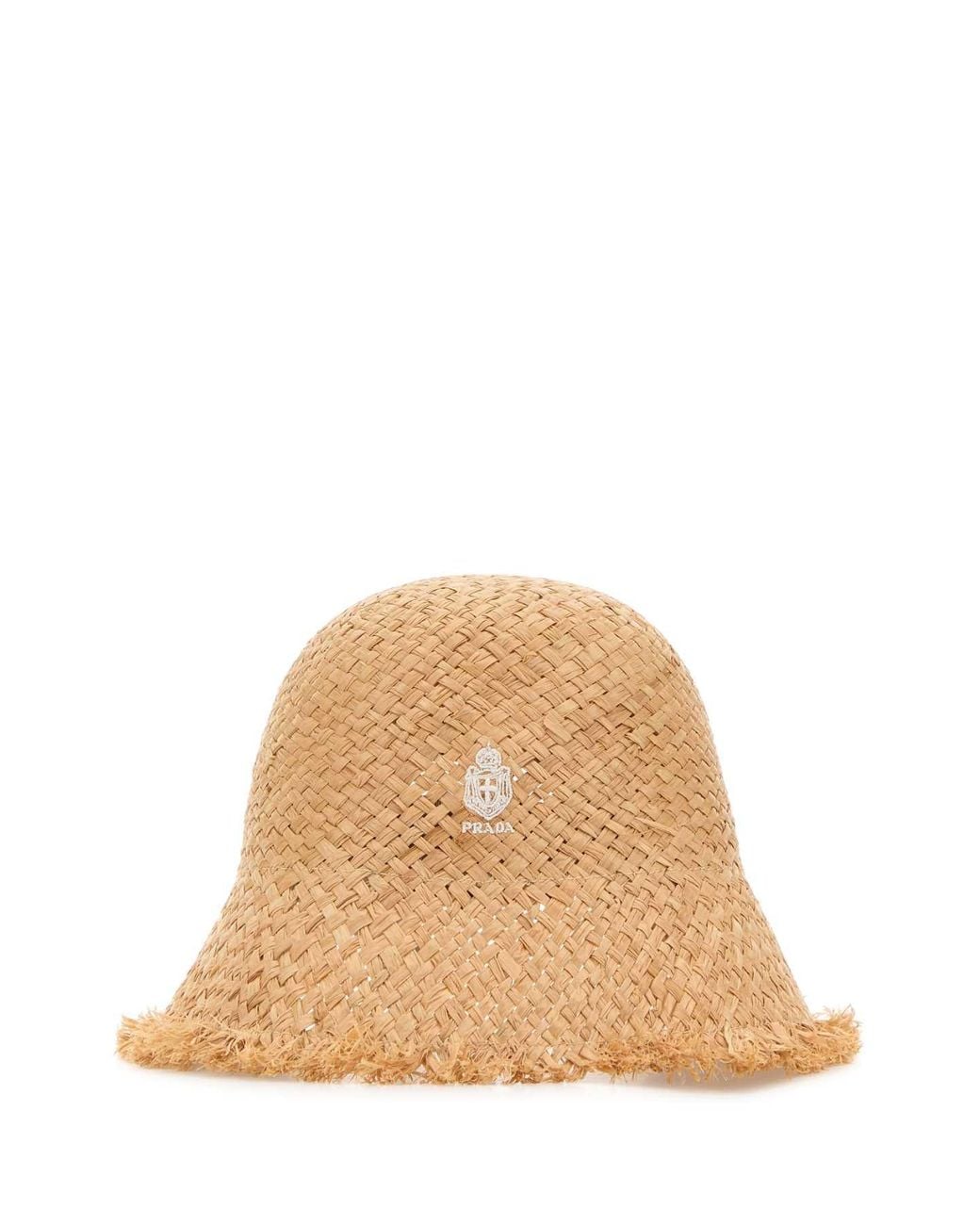 Prada Natural Raffia Baseball Cap With Calf Skin Details