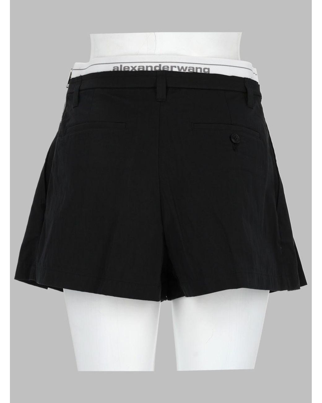 Alexander Wang Black Logo-Elastic Shorts Cotton Polyamide