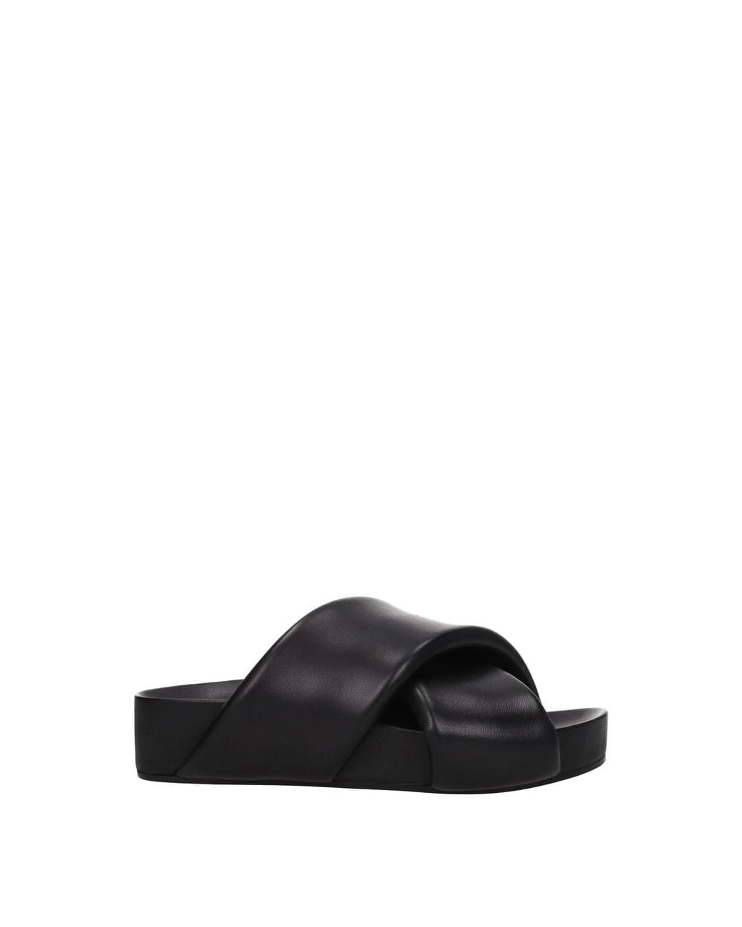 Jil Sander Black Platform Cross Strap Sandals