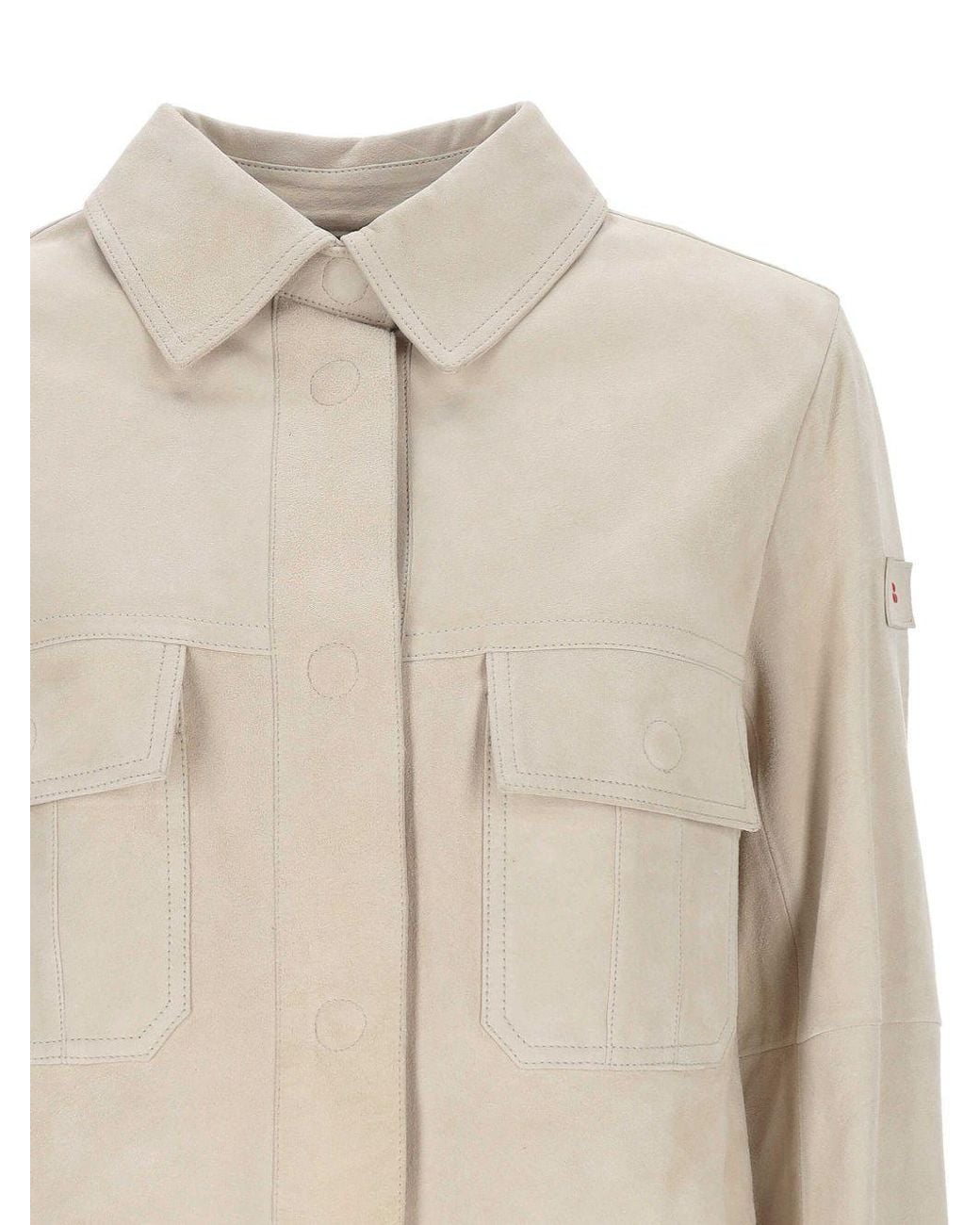 Peuterey White Lya Suede Leather Jacket