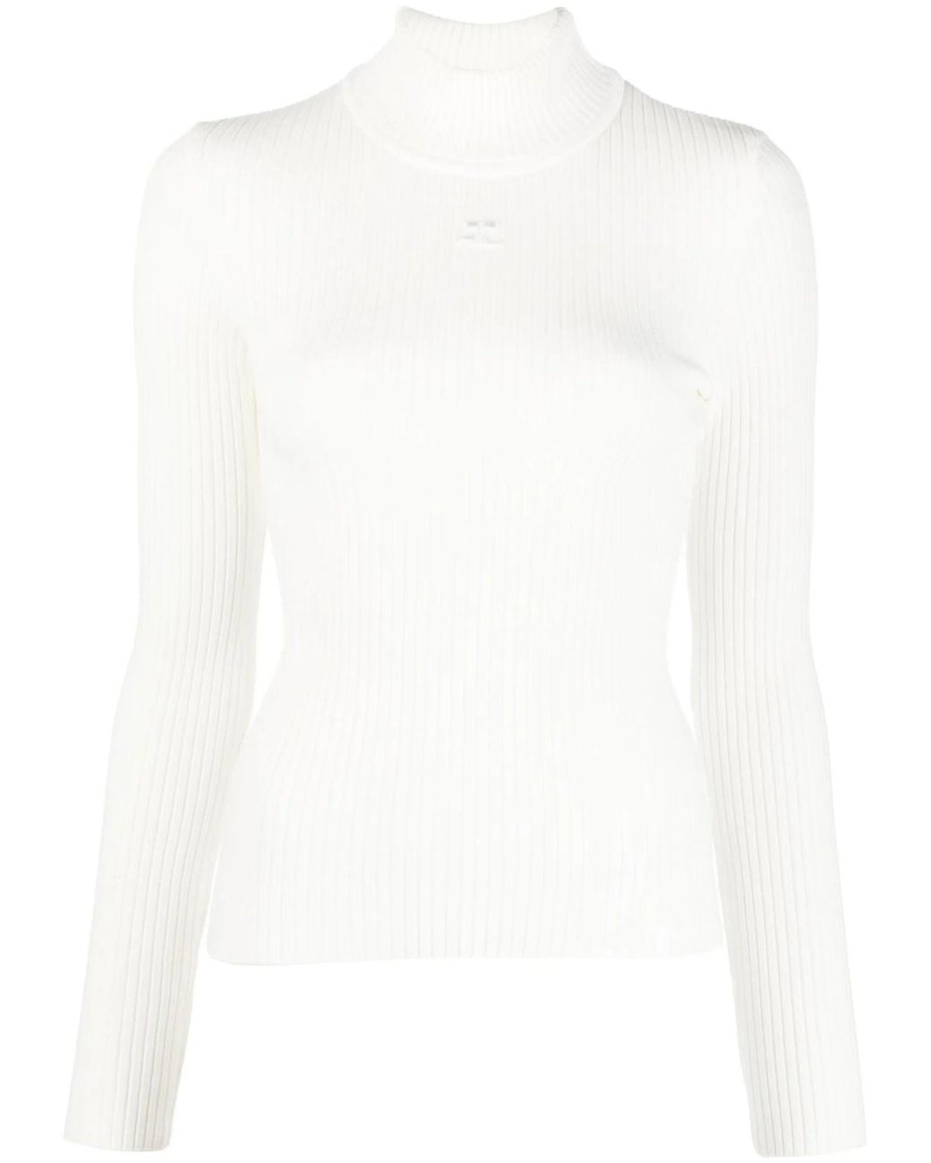 Courreges White Reedition Knit Ls Jumper