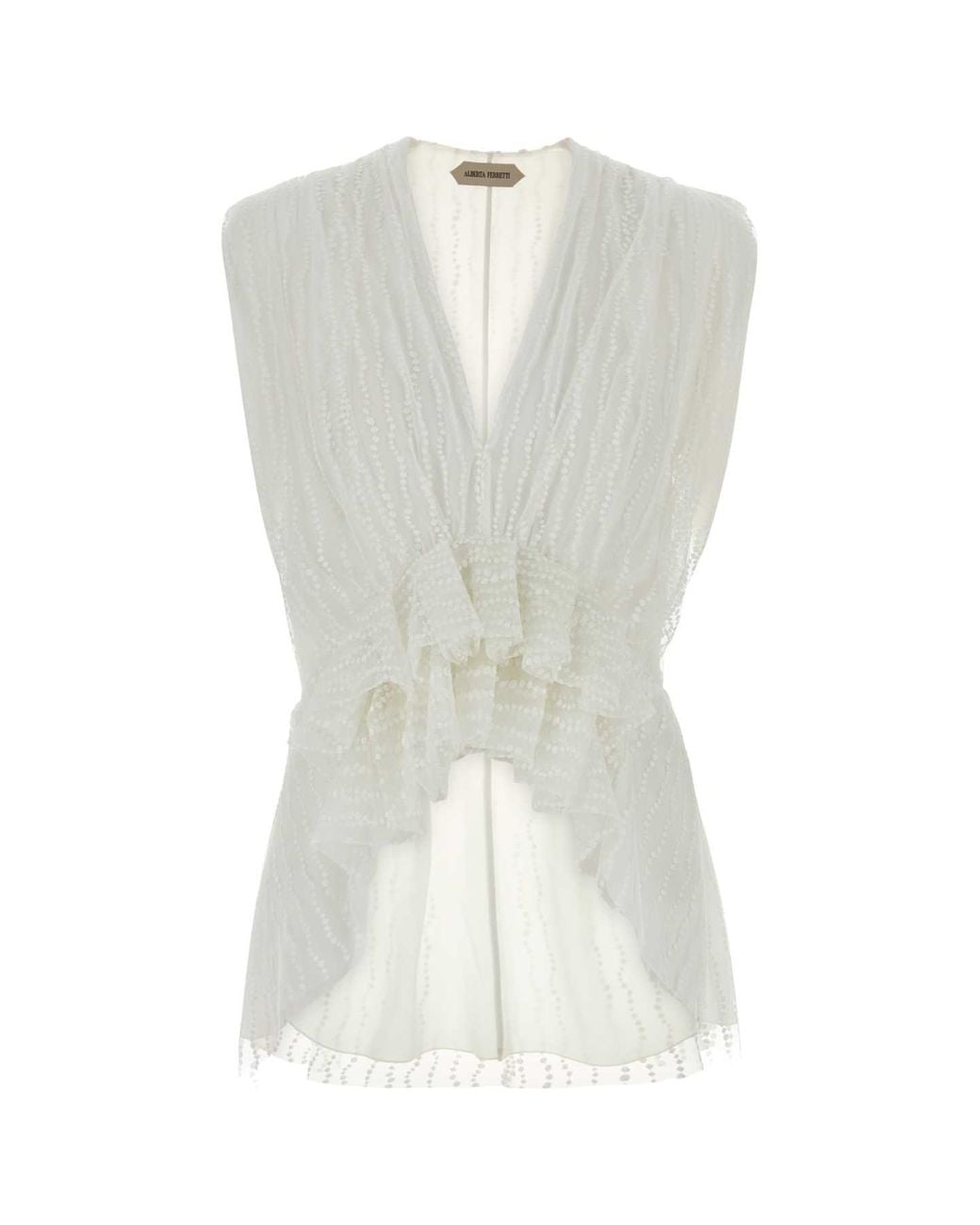 Alberta Ferretti White Mesh Mini Top
