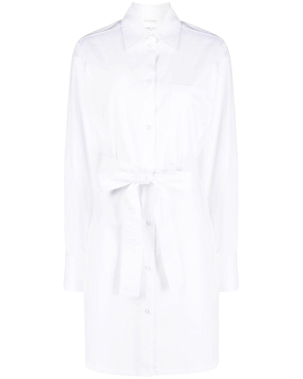 Sportmax White Belted Poplin Shirtdress