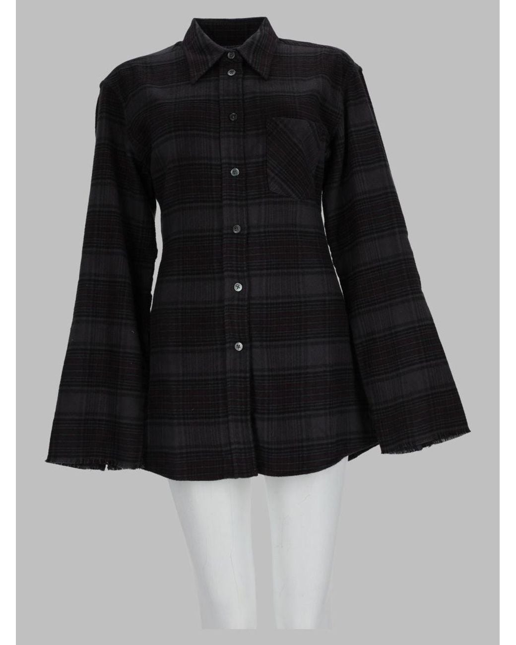 Our Legacy Black Faded Plaid Flannel Shirt