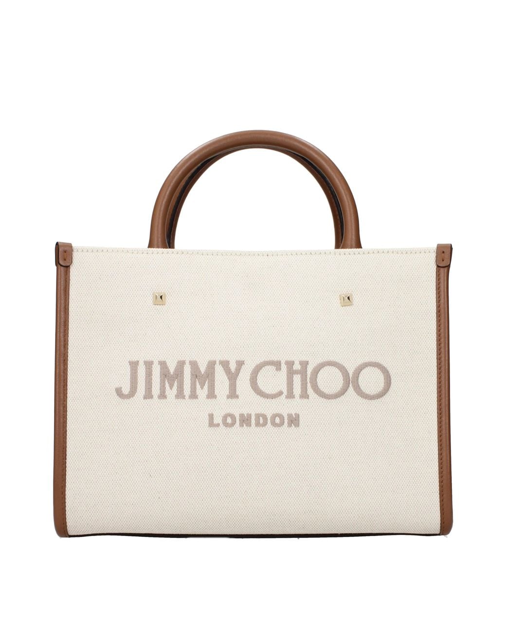 Jimmy Choo Natural Handbags Avenue Fabric/Tan And