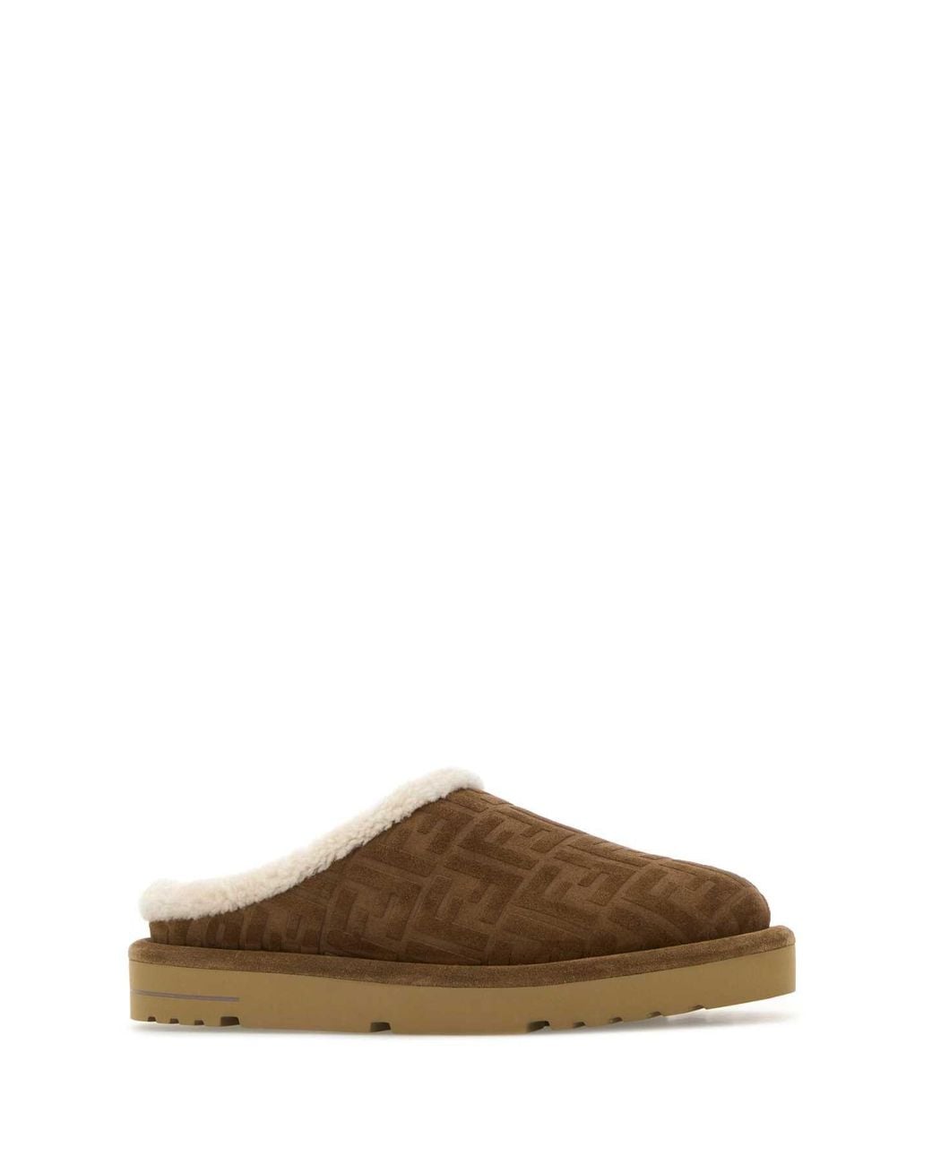 Fendi Brown Suede Slippers
