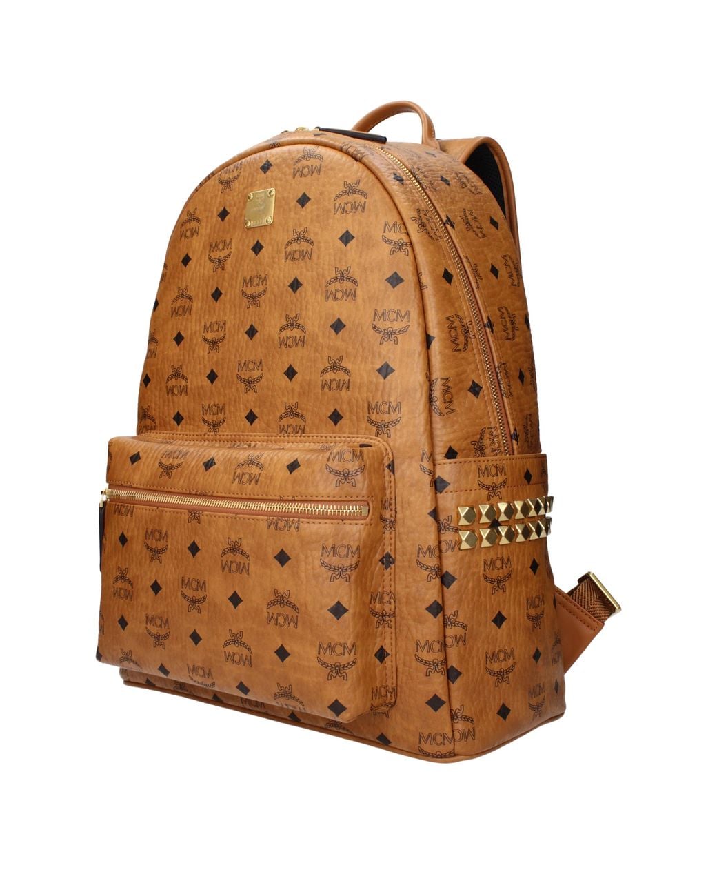 MCM Brown Backpacks And Marshmallows Stark Side Studs Cloth/Cognac