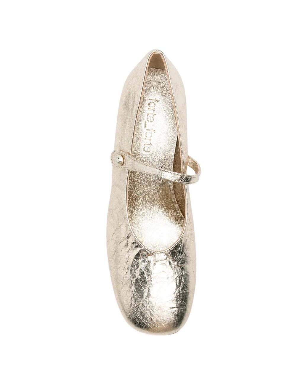 Forte_forte White Ballerina Pelle Craquele'Con Cinturino E Tacco
