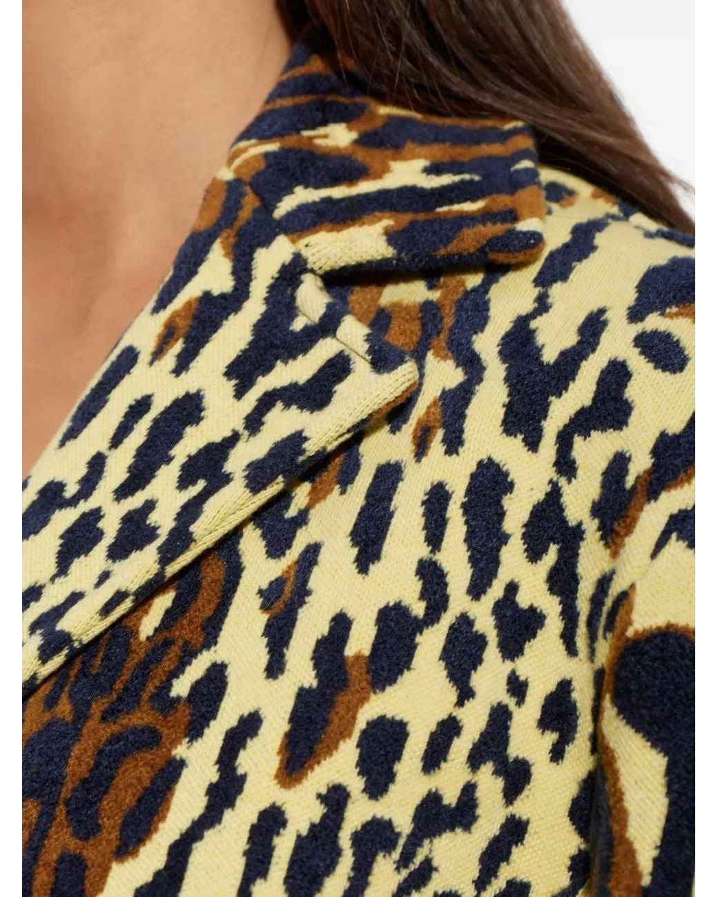 Marni White Animal-Print Wool Chenille Coat