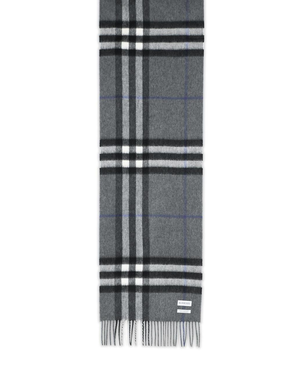 Burberry Gray 'Mu Giant Check' Cashmere Scarf