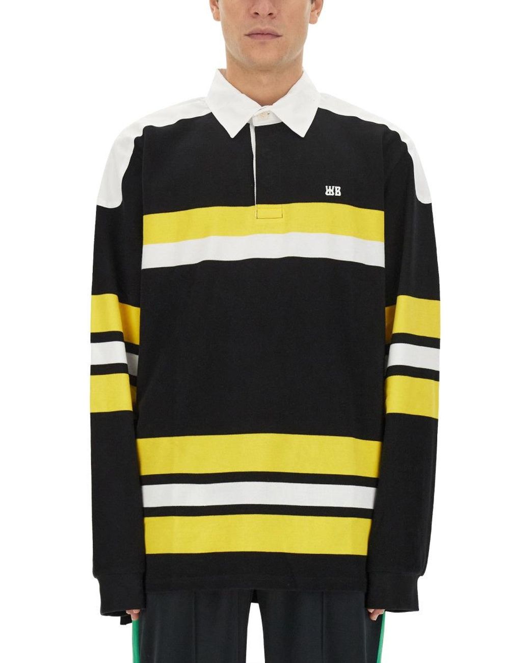 Wales Bonner Yellow Polo Shirt With Stripe Pattern for men