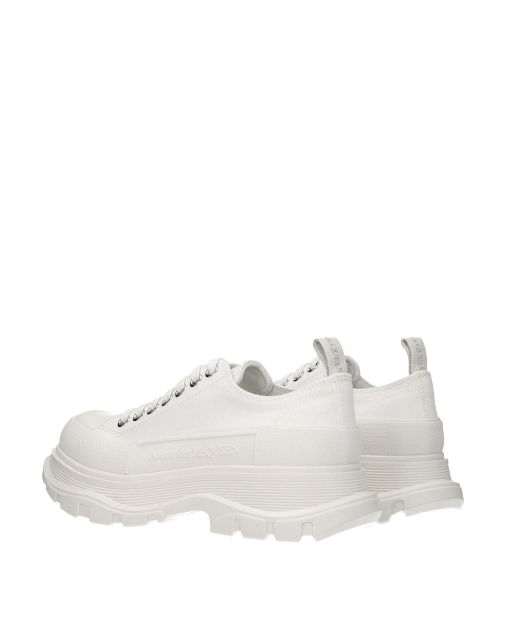 McQueen White Canvas Tread Slick Sneakers for men