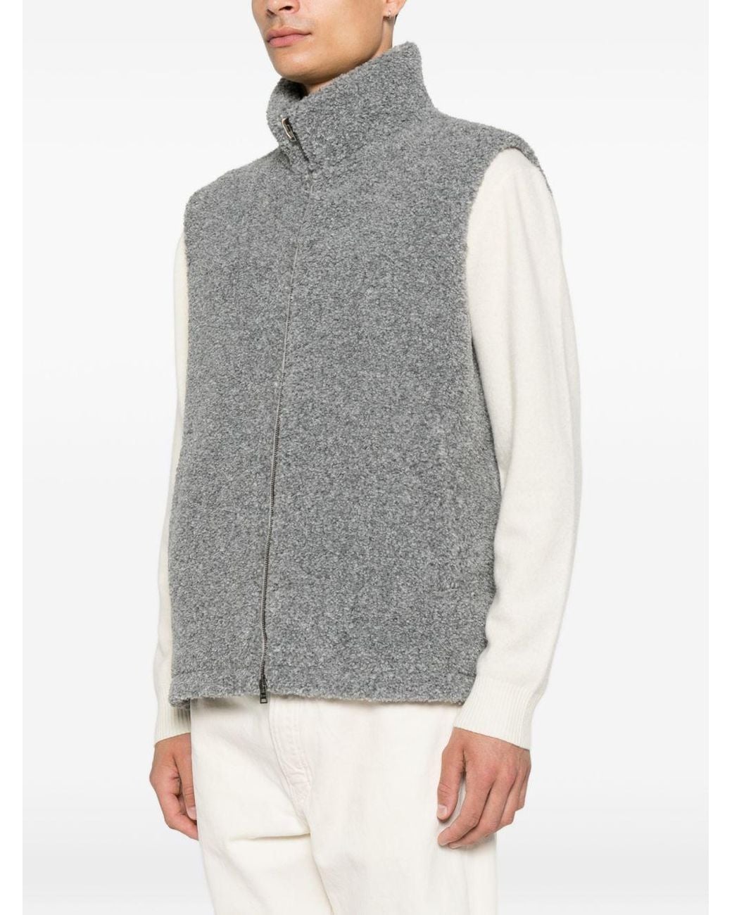 Herno Gray Flannel Zipped Vest for men