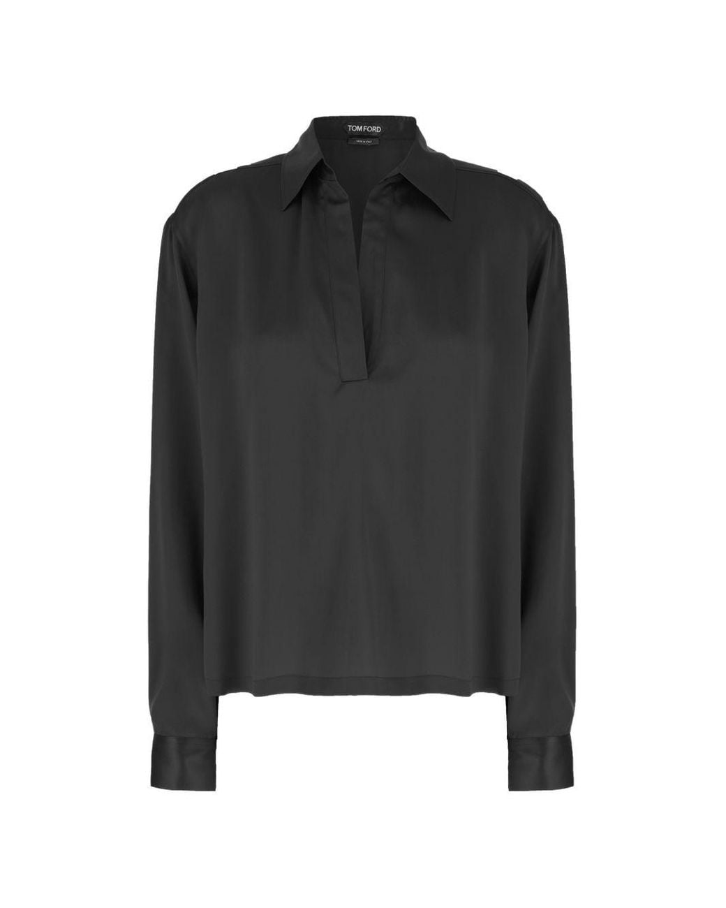 Tom Ford Black Silk Satin Polo Shirt