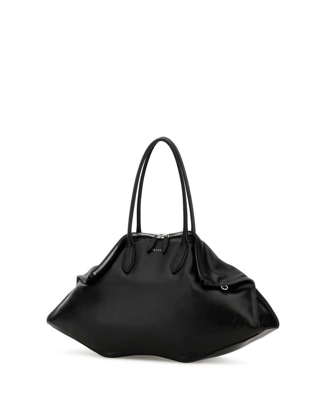 Alexander McQueen Black Leather Maxi Manta Shoulder Bag
