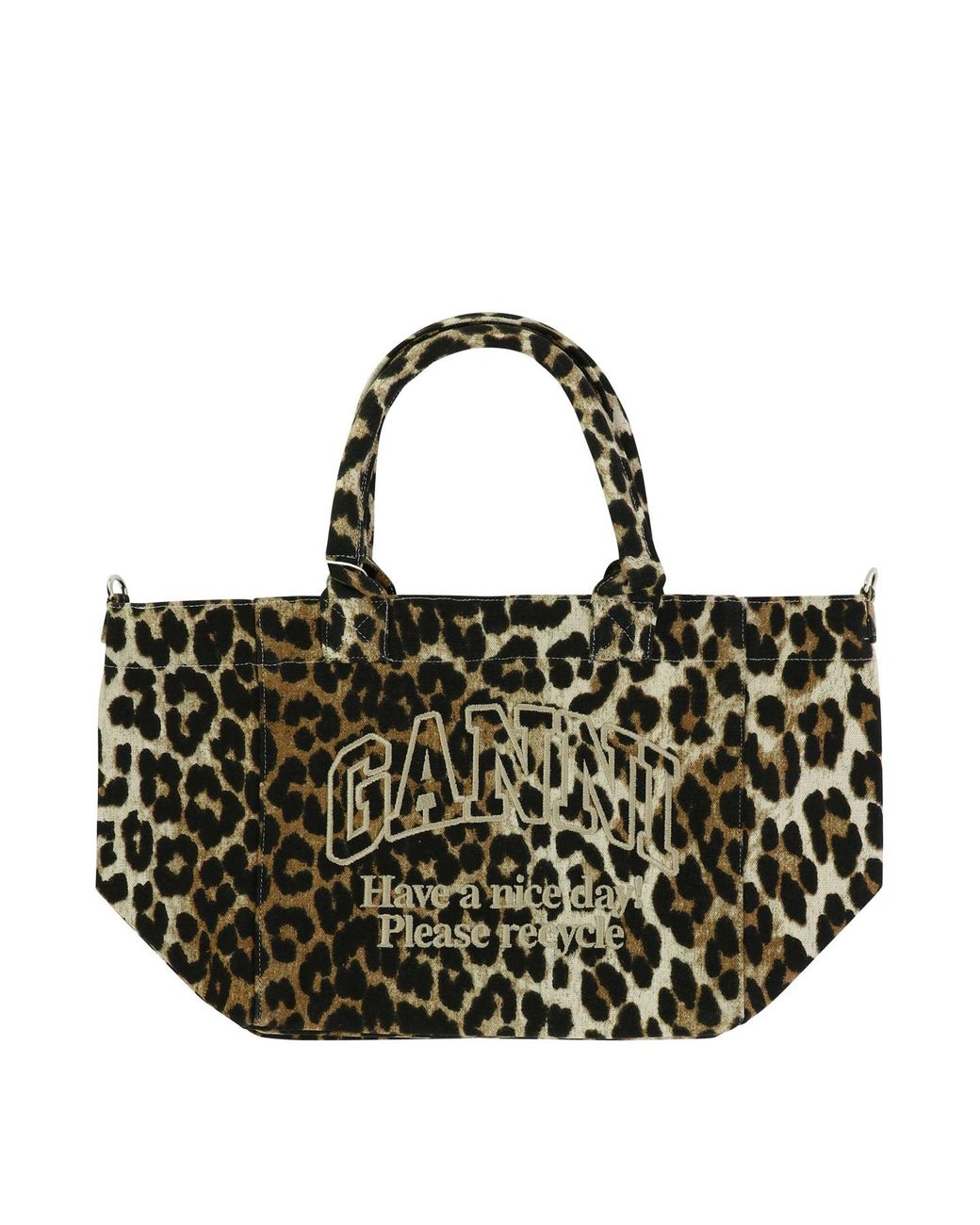 Ganni leopard tote sale