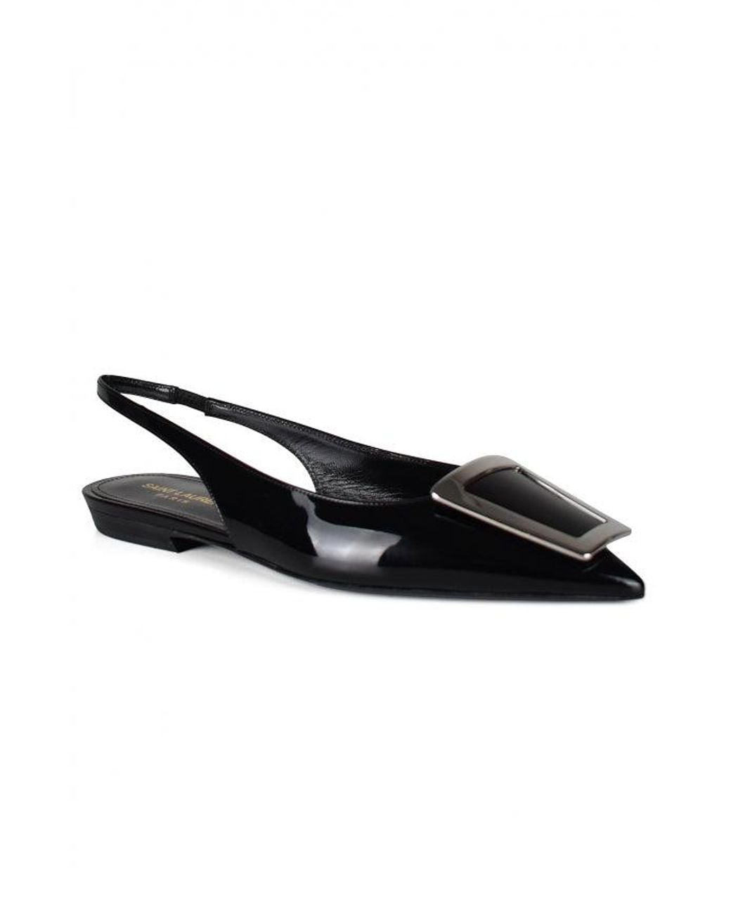 Saint Laurent Black Vivi Bow Patent Slingback Flat