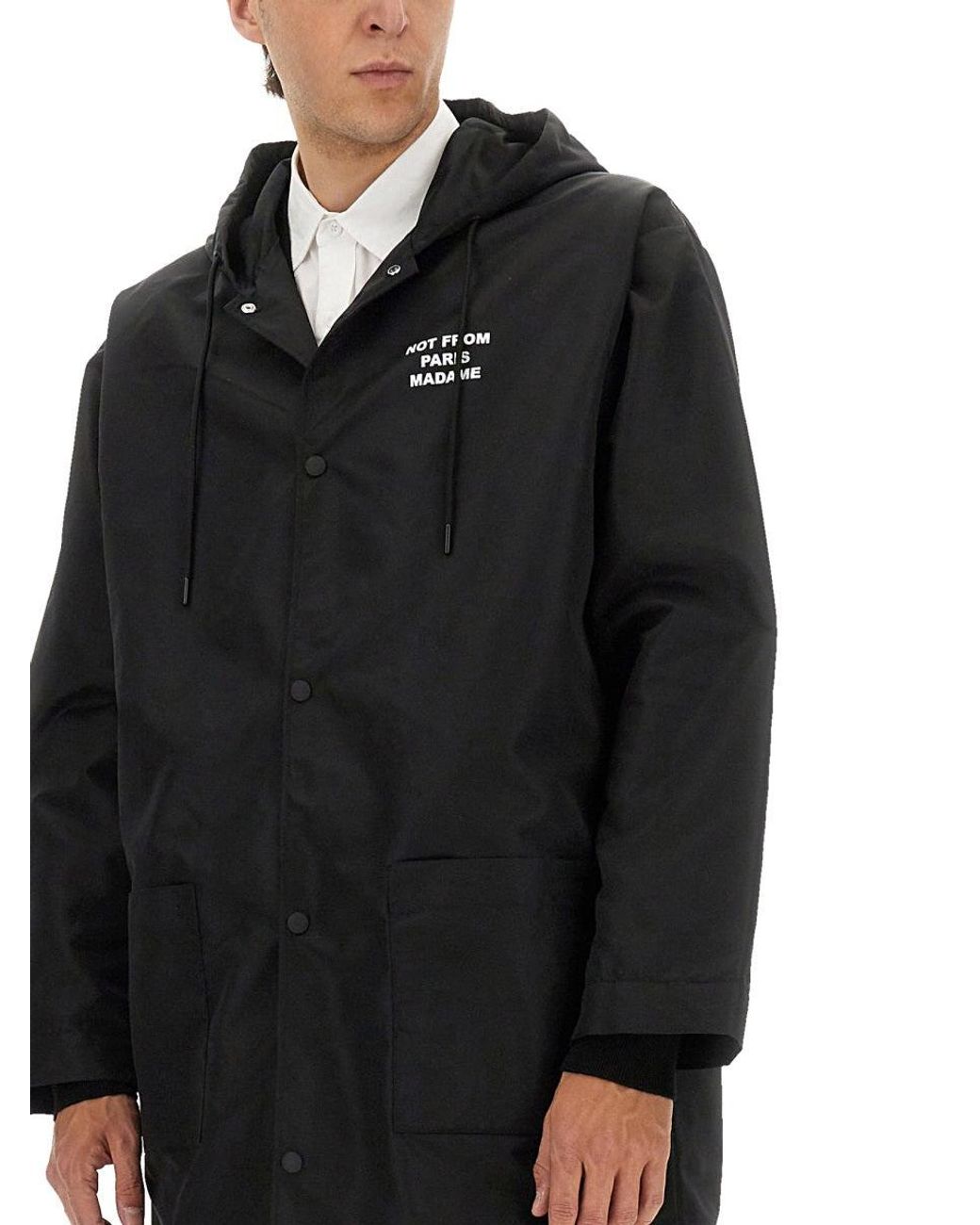 Drole de Monsieur Black Hooded Parka for men