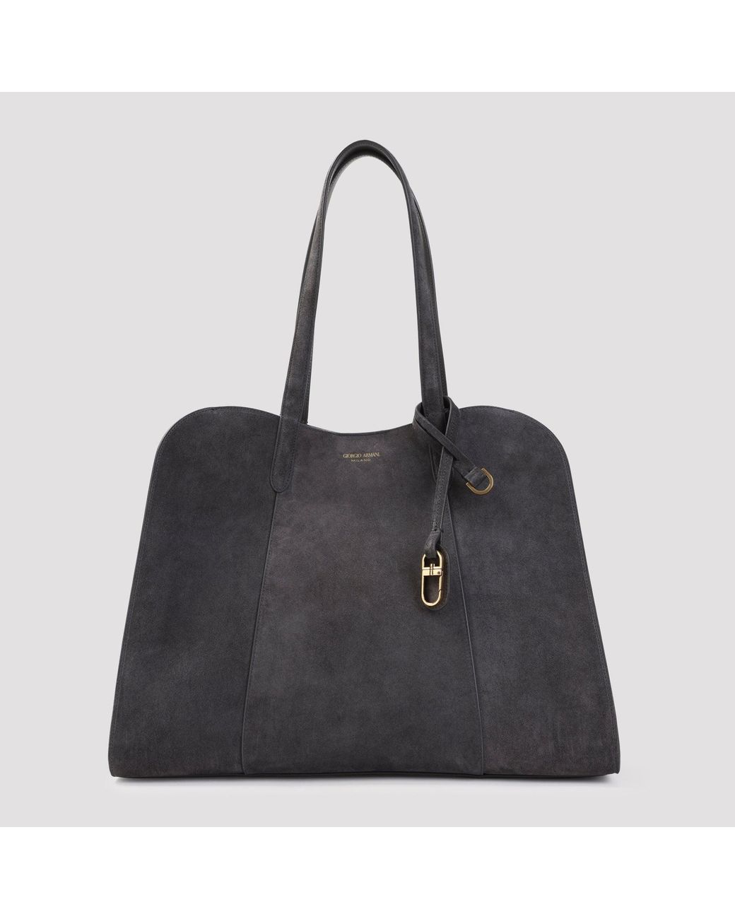 Giorgio Armani Black Carbon Suede Shoulder Bag