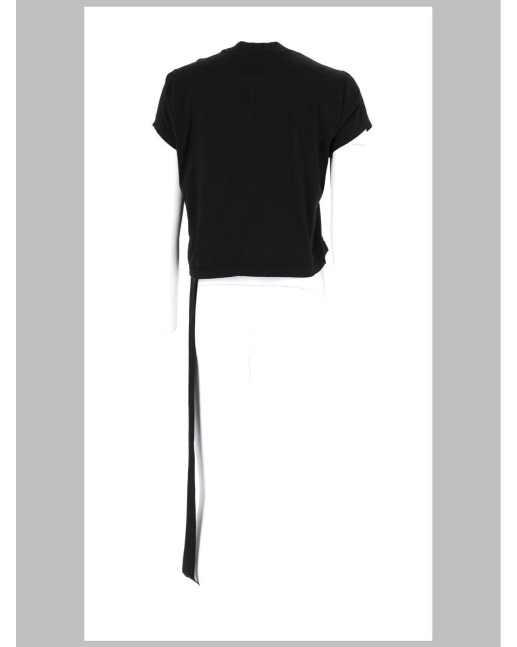 Rick Owens Black Cropped Mock Neck T-Shirt