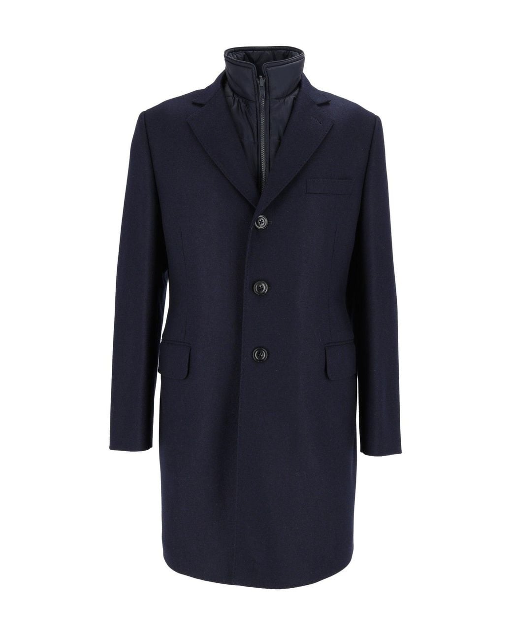 Fay Blue Tailored Double-Breasted Coat