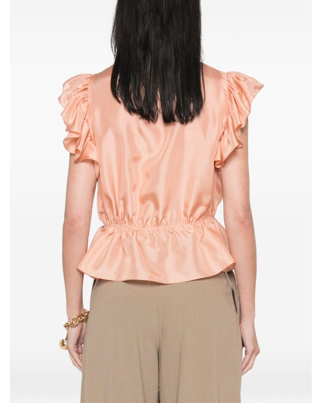 Chloé Pink Silk Rouched Top