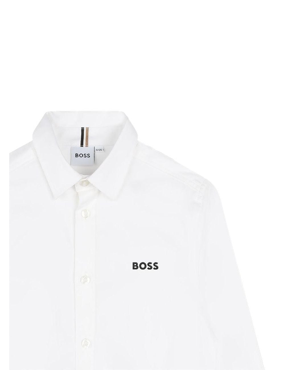Boss White Camicia Con Logo