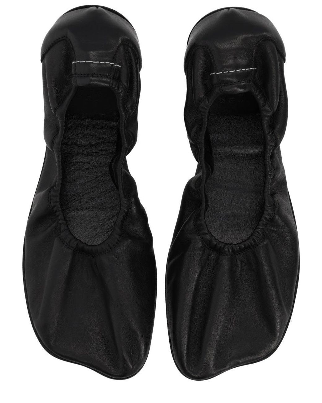 MM6 by Maison Margiela Black Leather Ballet Flats